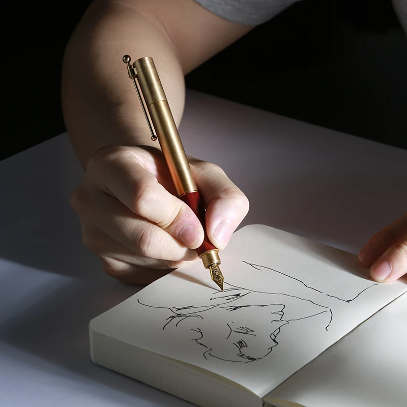 

Неожиданный дизайн, серия времени, латунная перьевая ручка с древесным зерном, Шмидт 0,38EF F 0,5 мм, канцелярские принадлежности для письма, креативные деревянные канцелярские принадлежности