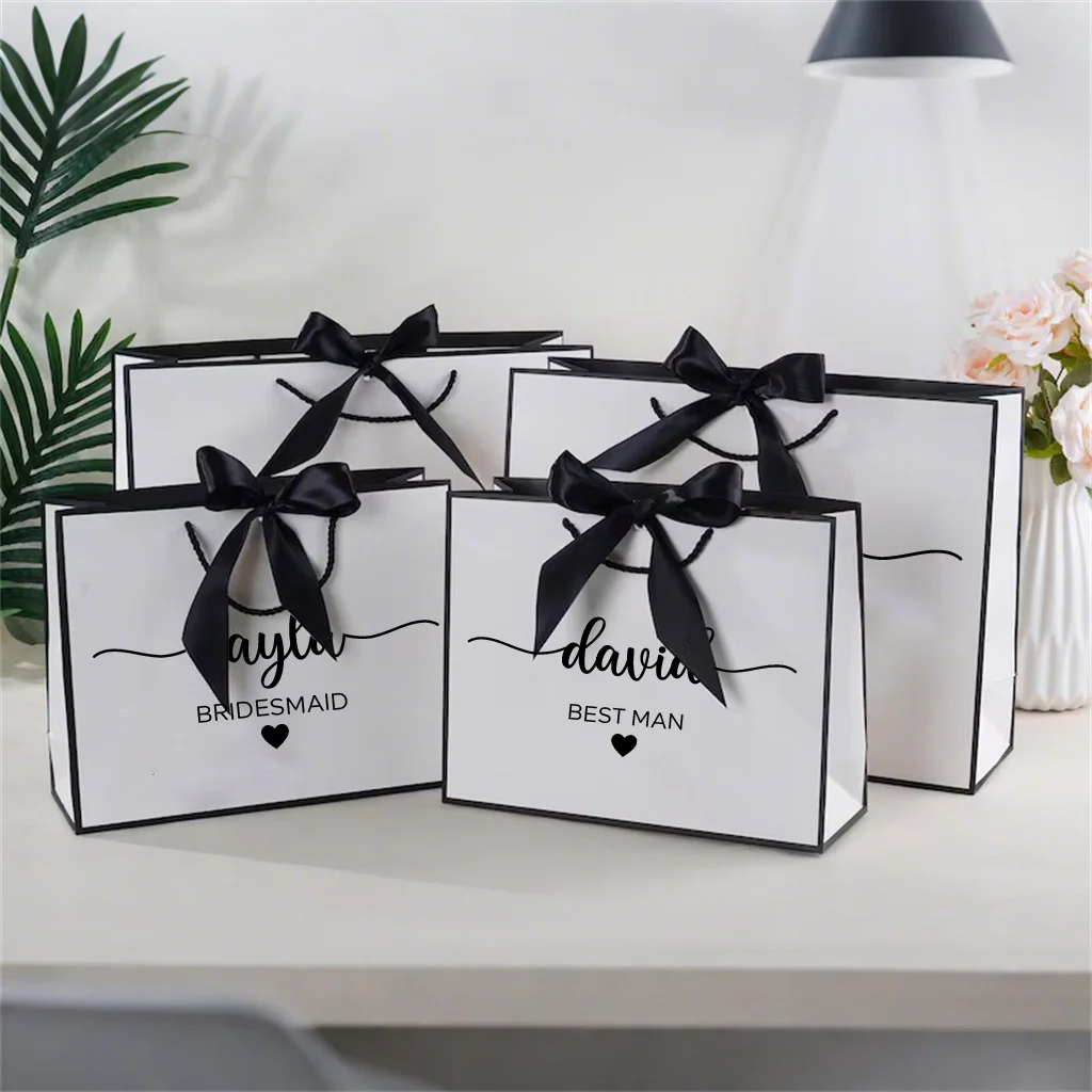 1pc Customized Name Bridal Party Bridesmaid Groomsmen Wedding Gift Bag Personalized Thank You Birthday Gift Bag Custom Gift Bag