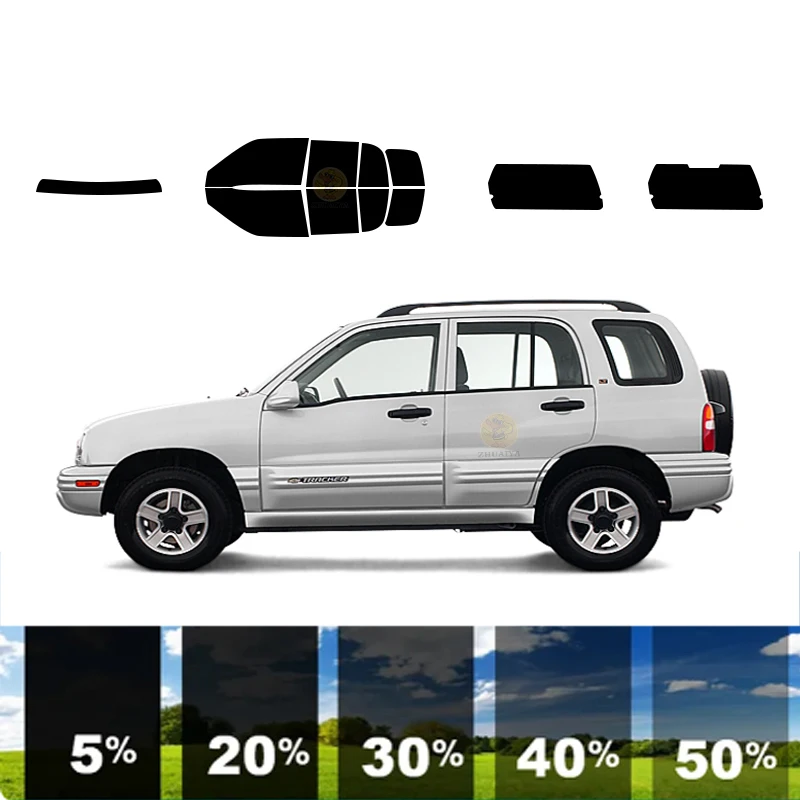 Film Teinté Prédécoupé pour Vitres de Voiture, Isolation Thermique en Carbone, pour Chevrolet Tracker 4 DR SUV 100%-5%, 35% UVR 1999-2008 VLT