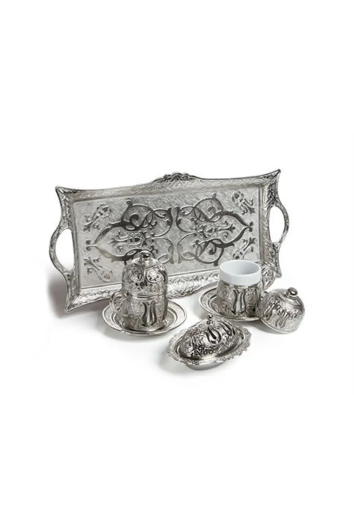 

DOLBOVI ottoman motif 2 turkish coffee set-silver handmade espresso cup