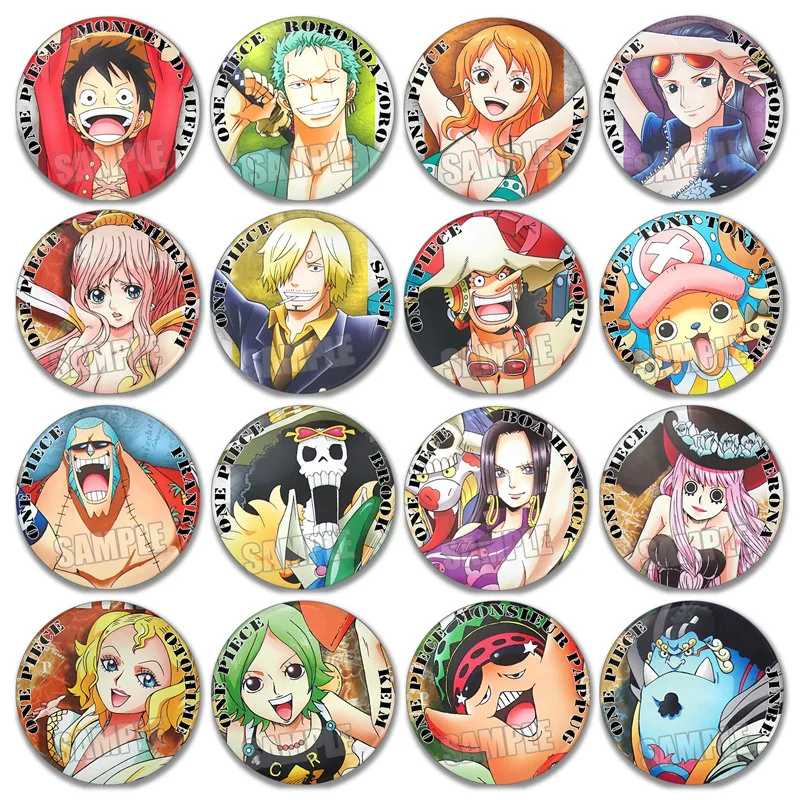 One Piece Anime Badge Set Post Timeskip Luffy Zoro Chopper Hancock