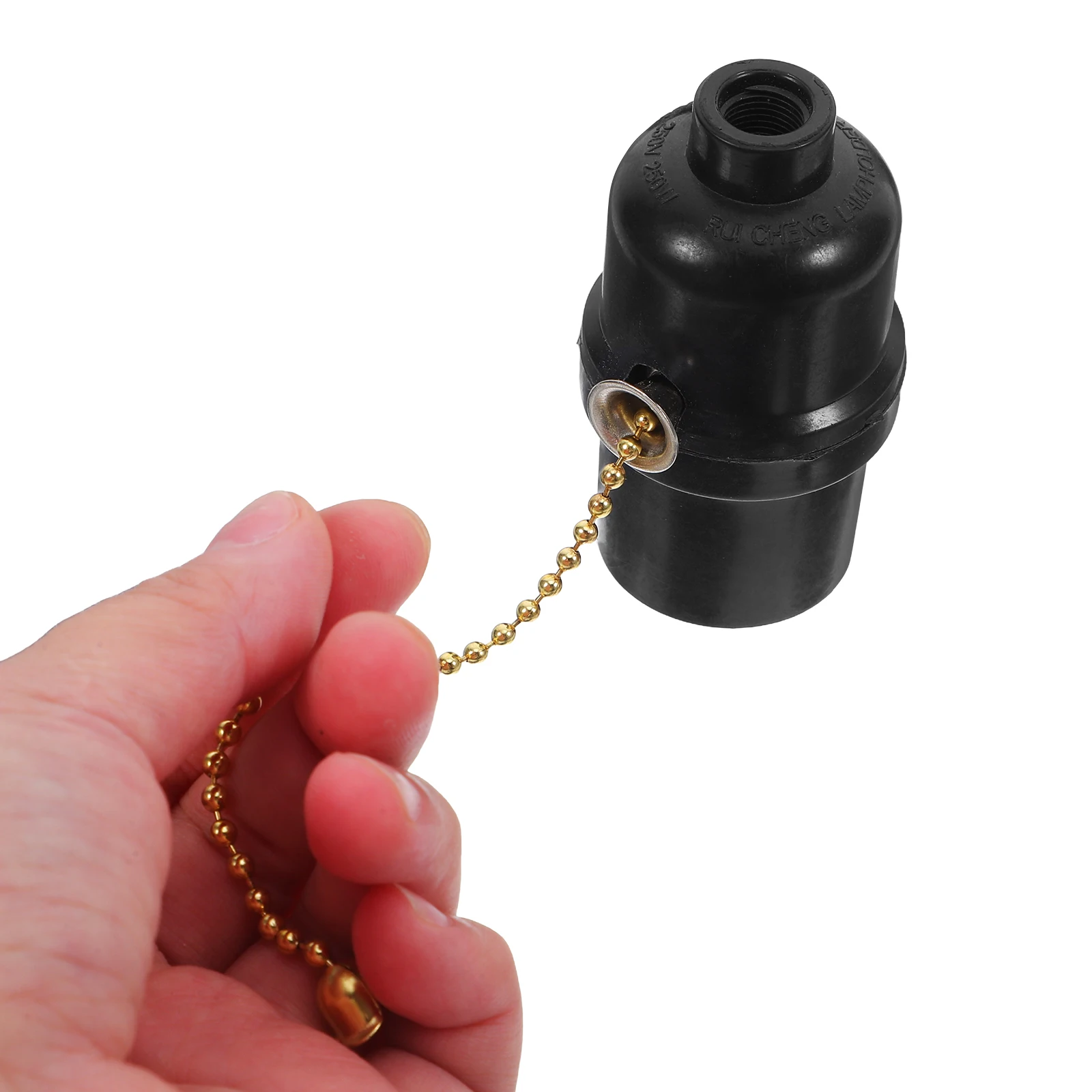 

E26 Lamp Holder Black Pull Chain Socket Light Bulb Screw Base Heat Resistant Metal Material Standard Interface