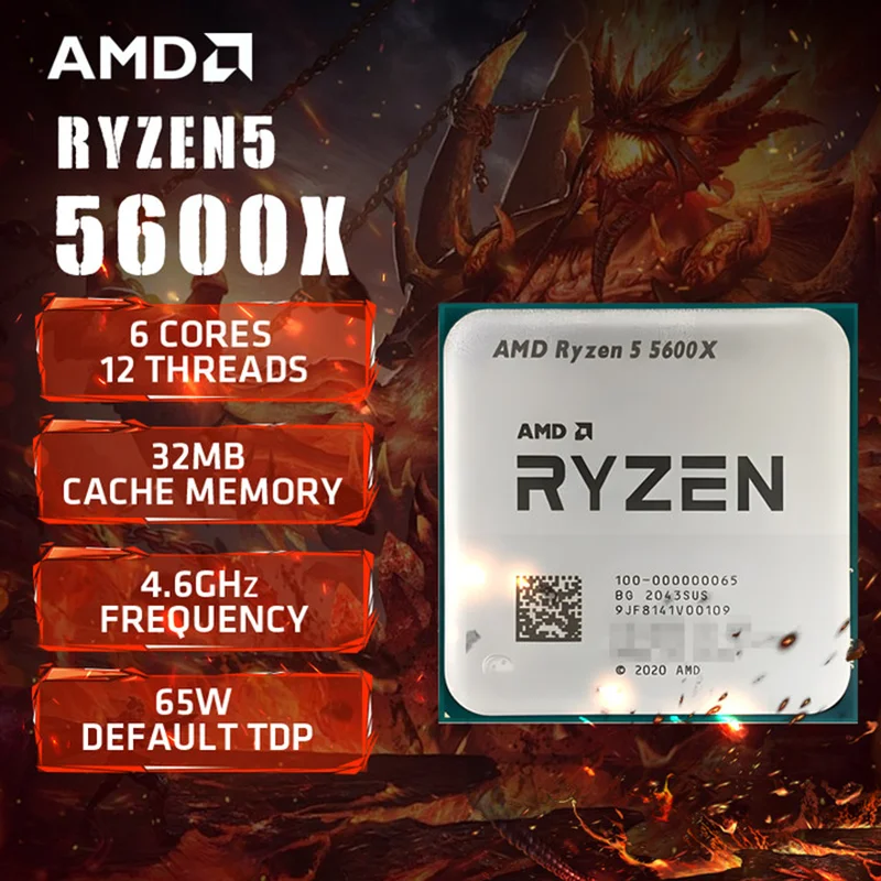 

AMD Ryzen 5 5600X 3.7GHz 7NM Socket AM4 L3=32M DDR4 6-Core 12-Thread R5 5600X Processor 65W but No Fan