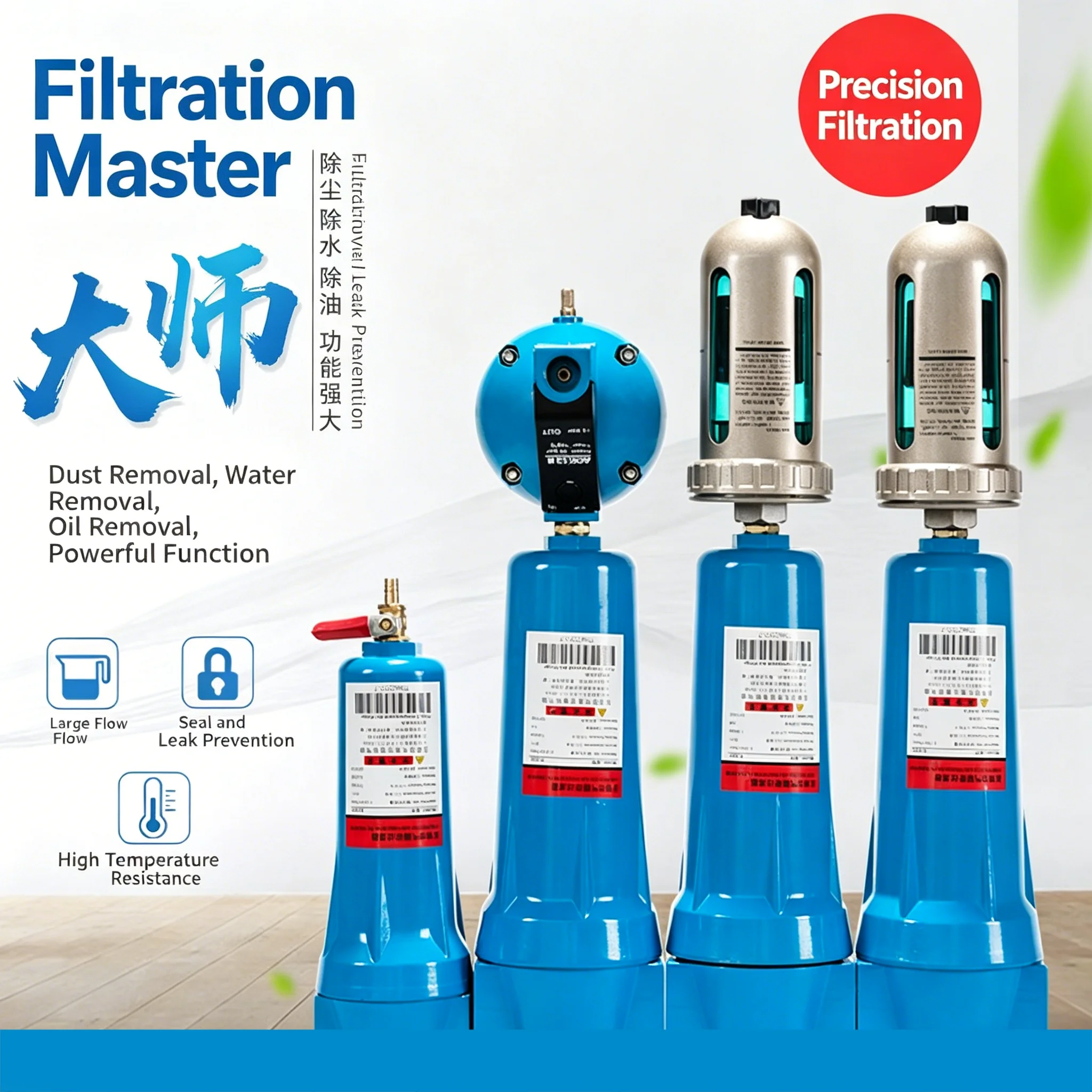 QPS Air Compressor Oil Water Separator Air Pump Cold Dryer QPS015/024/035 Compressed Air Precision Filter Automatic Drainage
