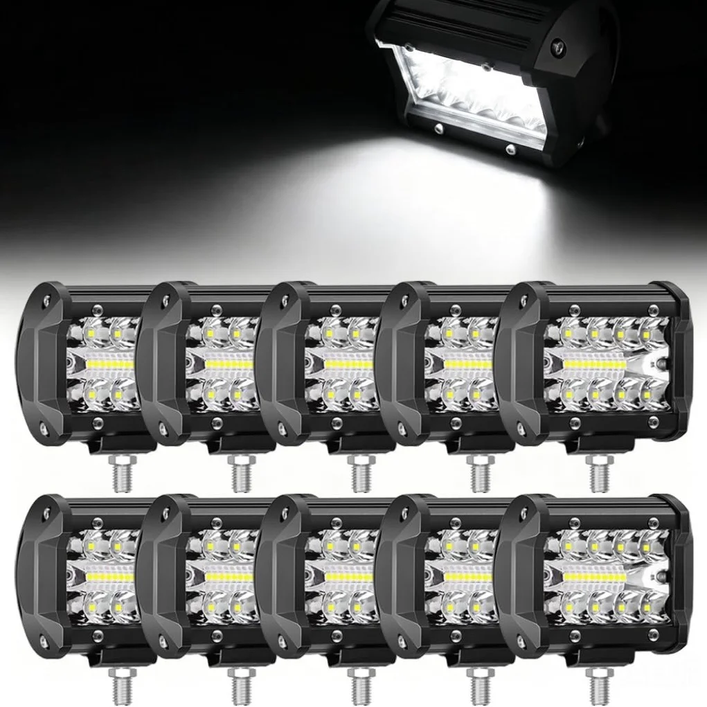 Braveway 4inch LED Light Bar LED Fog/Driving/Off Road Lights Triple Row Spot Flood Combo 6000k for Truck off-road use 12V 24V