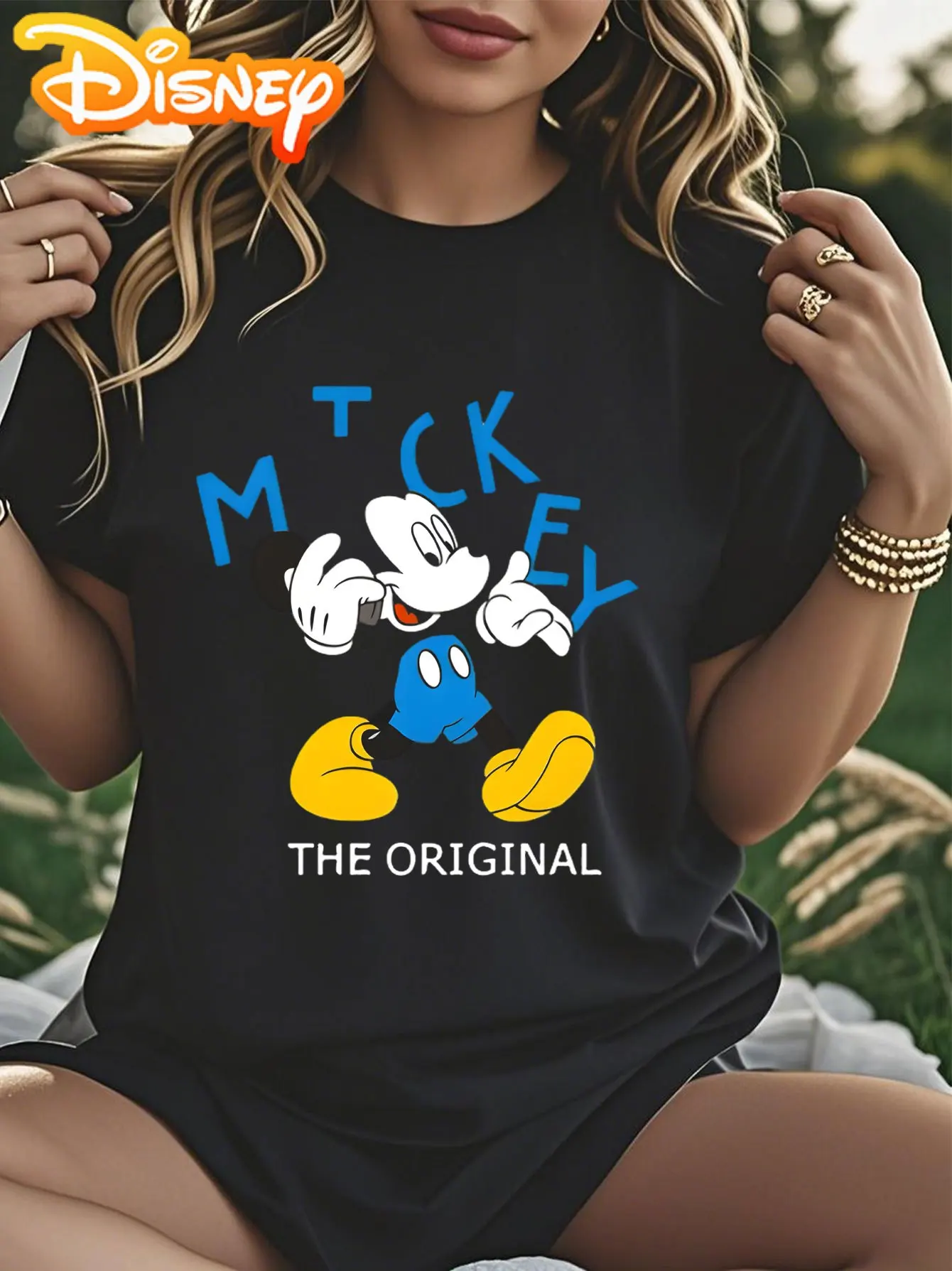 

Disney Mickey Original Classic Graphic 100% Cotton T-shirt for Women, Disney Comfortable Short Sleeves T-shirt With