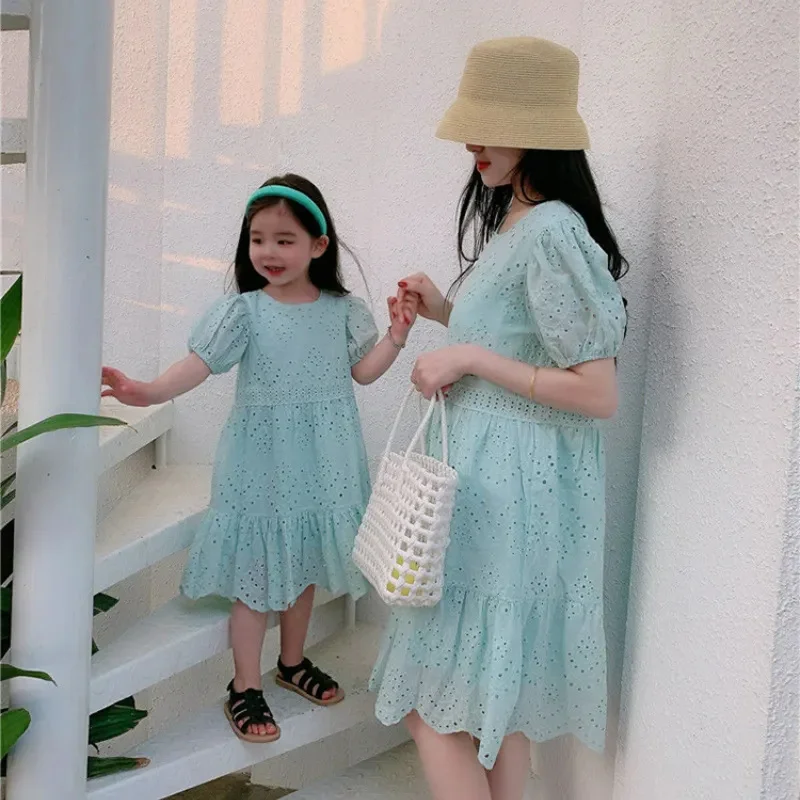 

Mother Daughter Equal Dress Women Girl Summer Clothes Mommy and Me Clothing Family Matching Outfits Boutique Sweet Child Dresses