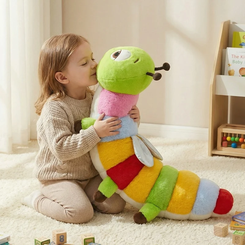 1pc 13cm-1.3M Colourful Caterpillar Plush Toys Infant Girl Hug Throw Pillow Many Colours Carpenterworm Cushion for Kids Birthday