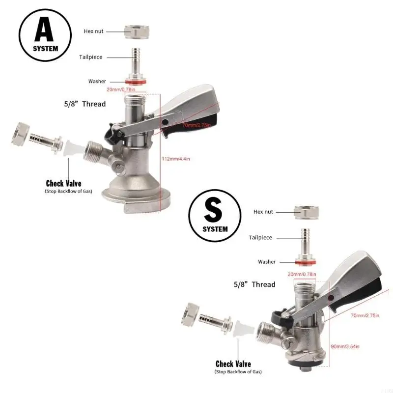 F19B Beer Kegs Coupler Draft Beer Kegs Coupler Dispenser with Pressure Relief Valves