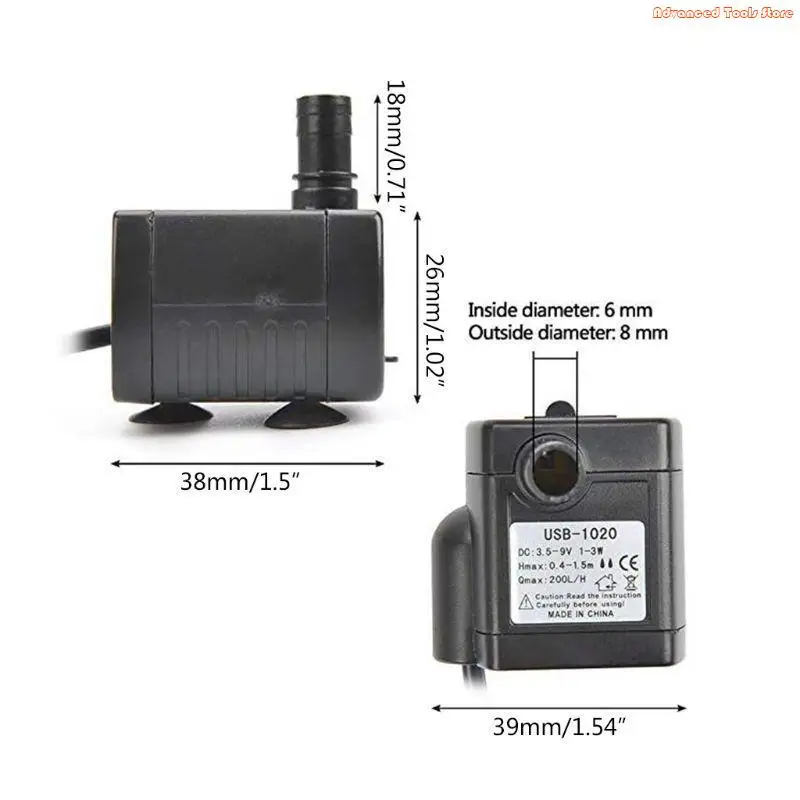 Aquarium Water Pump with Suction Cups Mini Size Pumps USB Plug W91B
