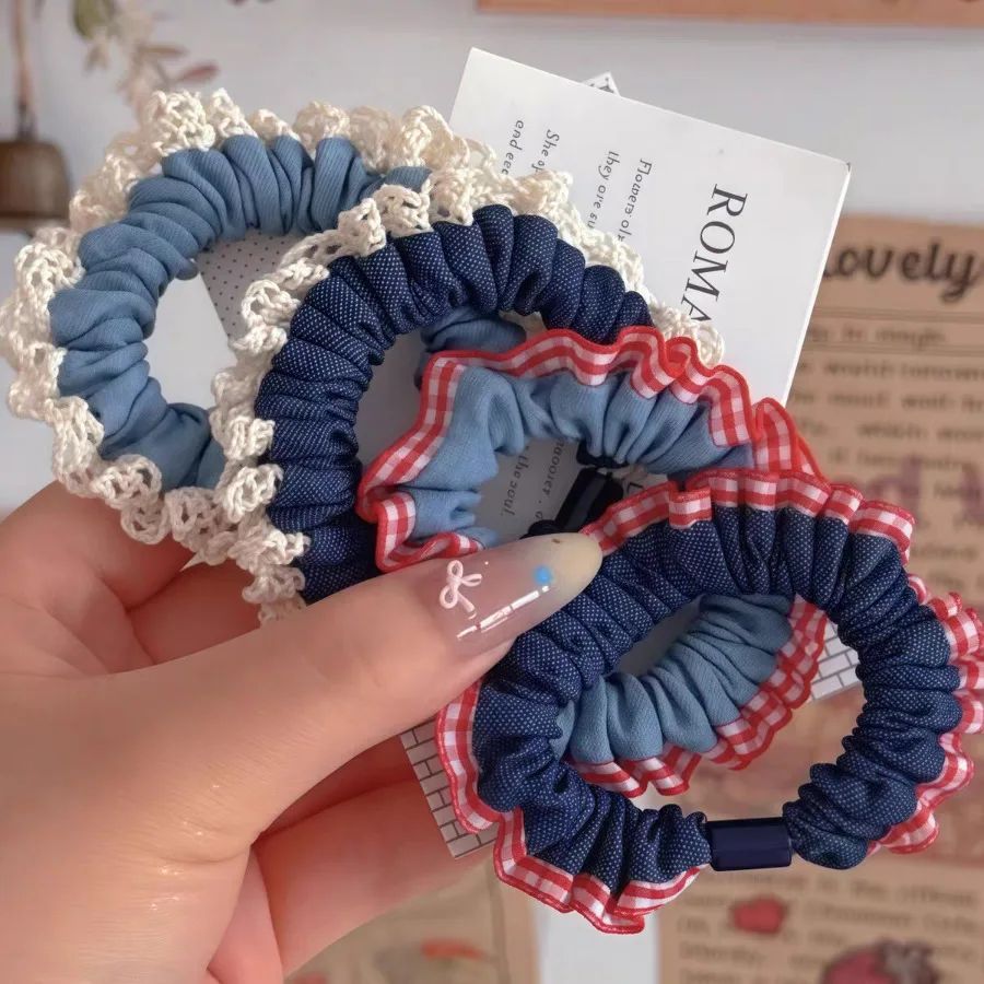 

2PC Fashion Good High Elasticity Denim Hair Ties for Women Girls Cute Ponytail Holder Hair Rings Rope Accessories