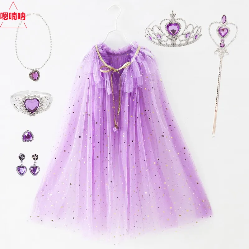 loween Punteruolo per bambini Ort Versione Elsa Princ Gonna Mantello versatile Capispalla in rete con paillettes luminose Mantello per ragazza