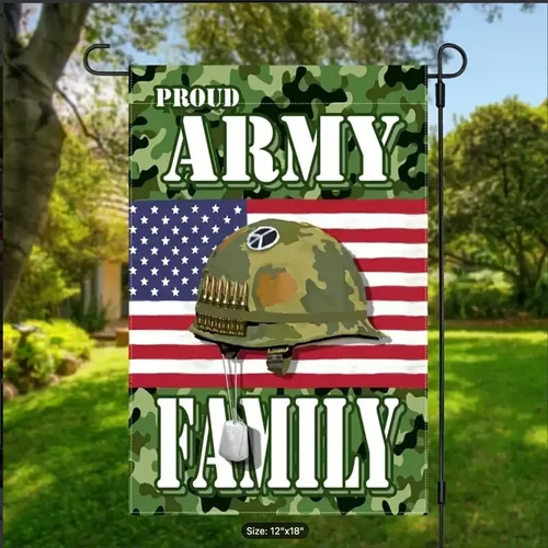 Proud Army Family Garden Flag - Double-Sided, 12x18in, Linen Blend, Great Gift ZZO EEZ