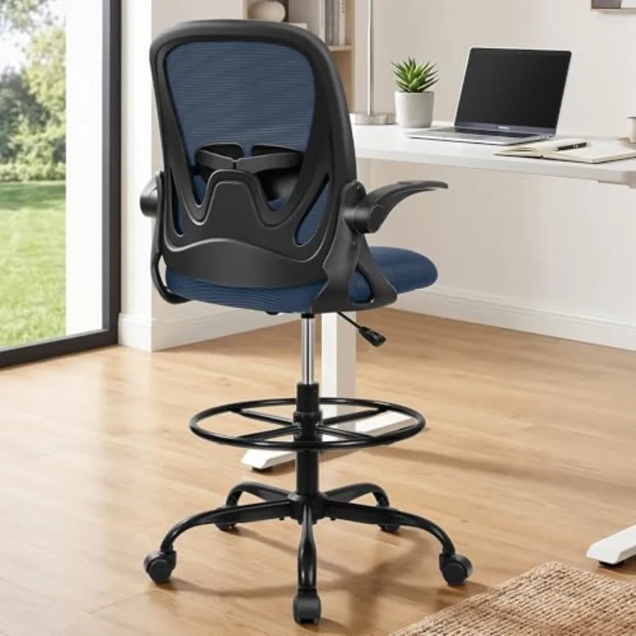 Drafting Chair Tall Office Chair with Flip-up Armrests Executive Ergonomic Computer Standing Desk Chair with Lumbar Support and