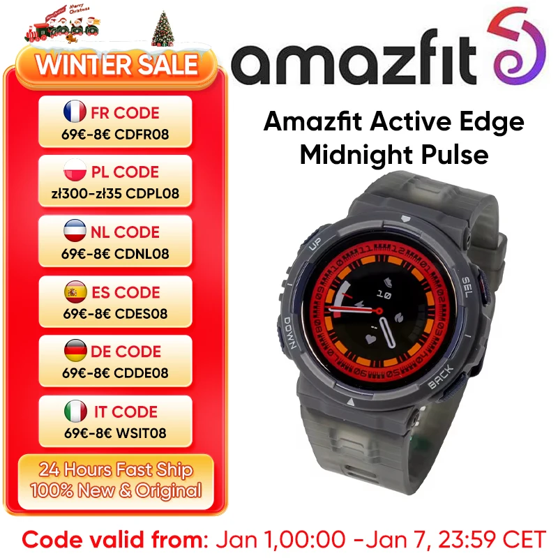 Amazfit Active Edge 46mm  Smartwatch Outdoor GPS Sports Running Waterproof Heart Rate  Blood Oxygen Monitor for Men‘s and Women