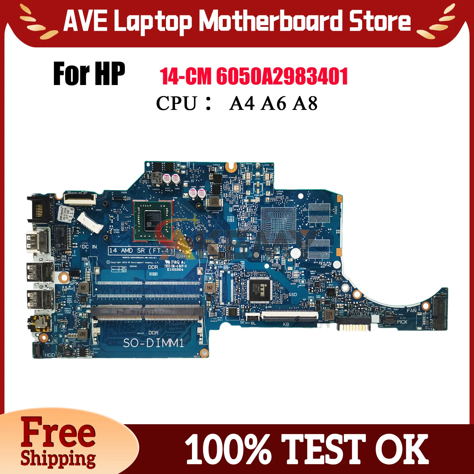 

6050A2983401 для ноутбука HP 14-CM 245 G7, материнская плата L23391-501 L23389-601 с процессором E2 A4 A6 A9, UMA DDR4, 100% полностью протестировано
