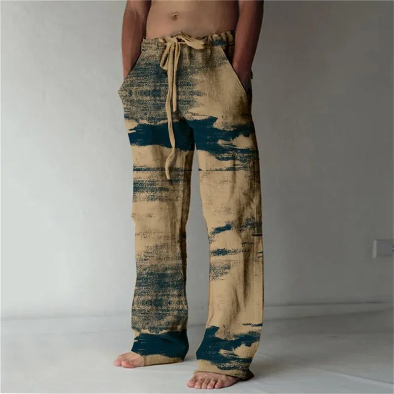 

Cross border summer pants beach pants drawstring elastic waist 3D printed Hawaiian pattern printed men's pants