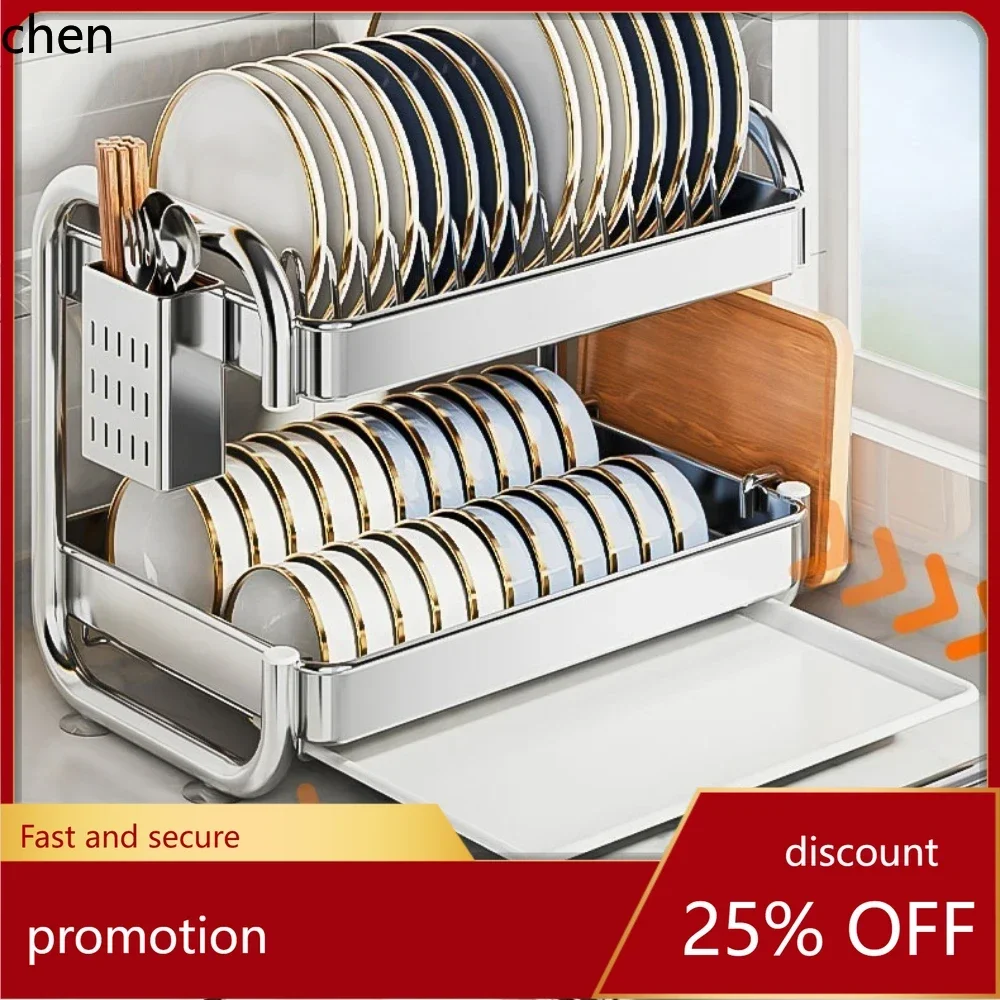 

H1 New C Type Dish Drying Rack 304 Stainless Steel Rustproof Kitchen Organizer Rack Bowl Drain Rack Kitchen Storage Shelf