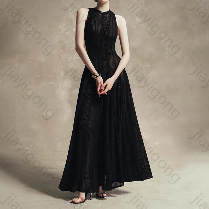 Czarne Sukienki Wieczorowe Bez Rękawów w Kształcie Litery A z Plisami, Seksowne Sukienki Celebrytek, Wykwintne, Wysokiej Jakości Suknie na Bal Maturalny dla Kobiet, Szyte na Miarę