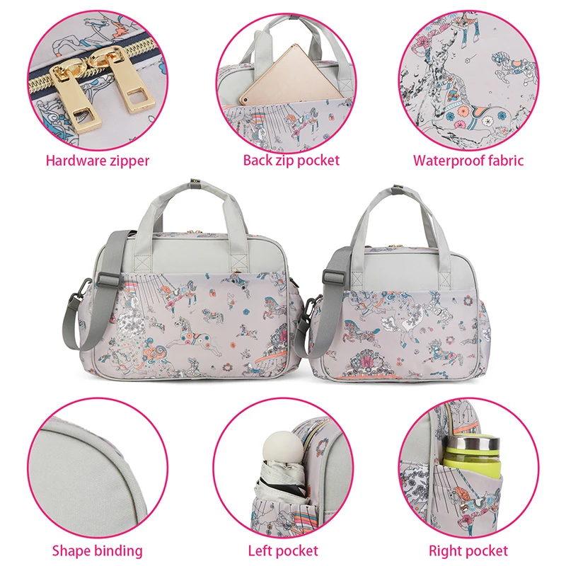 LEQUEEN 2pcs Mama Tote Bag Multi-functional Maternity Mommy Large Capacity Bag Baby Nappy Organizer Stroller Bag Diaper Handbag