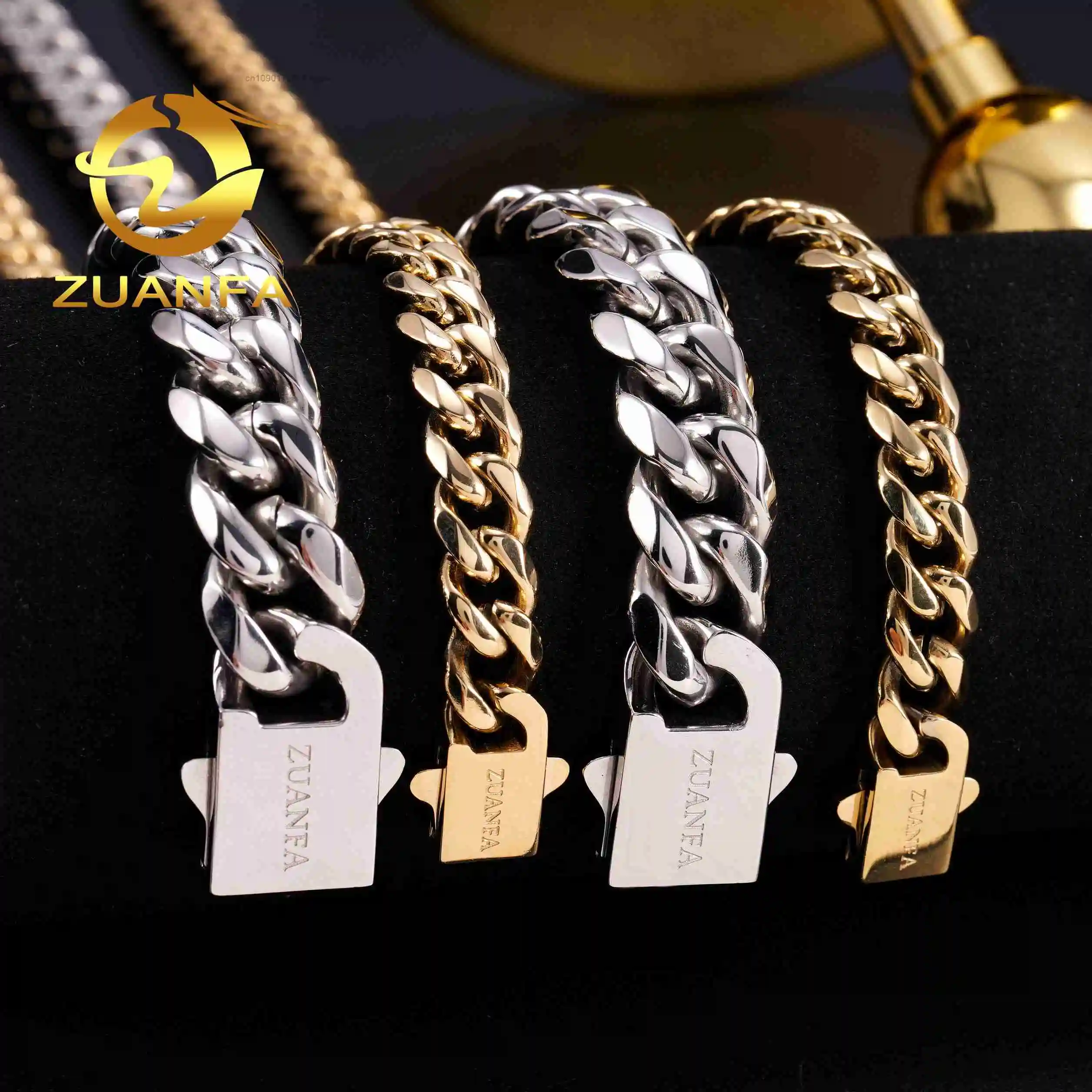 Shipping Ready 8mm 10mm 12mm High Quality 316L Stainless Steel Cuban Link Chain Bracelet Hip Hop Jewelry for Men Gift.