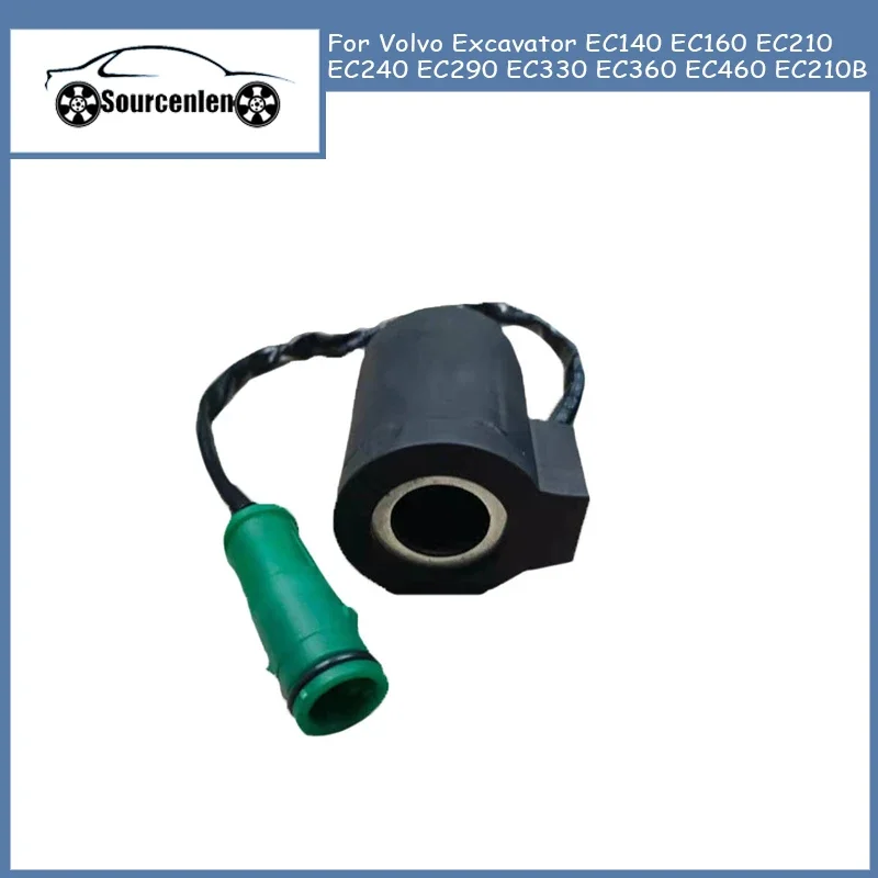 24V Solenoid Valve Coil For Volvo Excavator EC140 EC160 EC210 EC240 EC290 EC330 EC360 EC460 EC210B 14527267