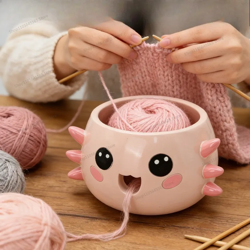 For Creative Cute Crochet Yarn Bowl Desktop Multifunctional Miscellaneous Storage Resin Decorative Ornament
