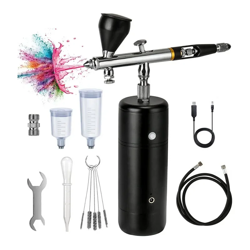 Compressor Spray Gun Kit 32PSI Handheld Rope Spray Pen Charging Painting Tattoo Nail Makeup Cake Coloring