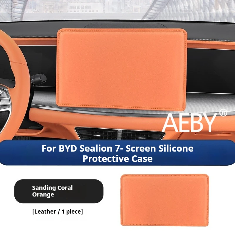 AEBY para BYD Sealion 7 2024 Protetor de tela de toque de couro, capa de exibição de navegação transparente HD antiarranhões, acessórios para carro