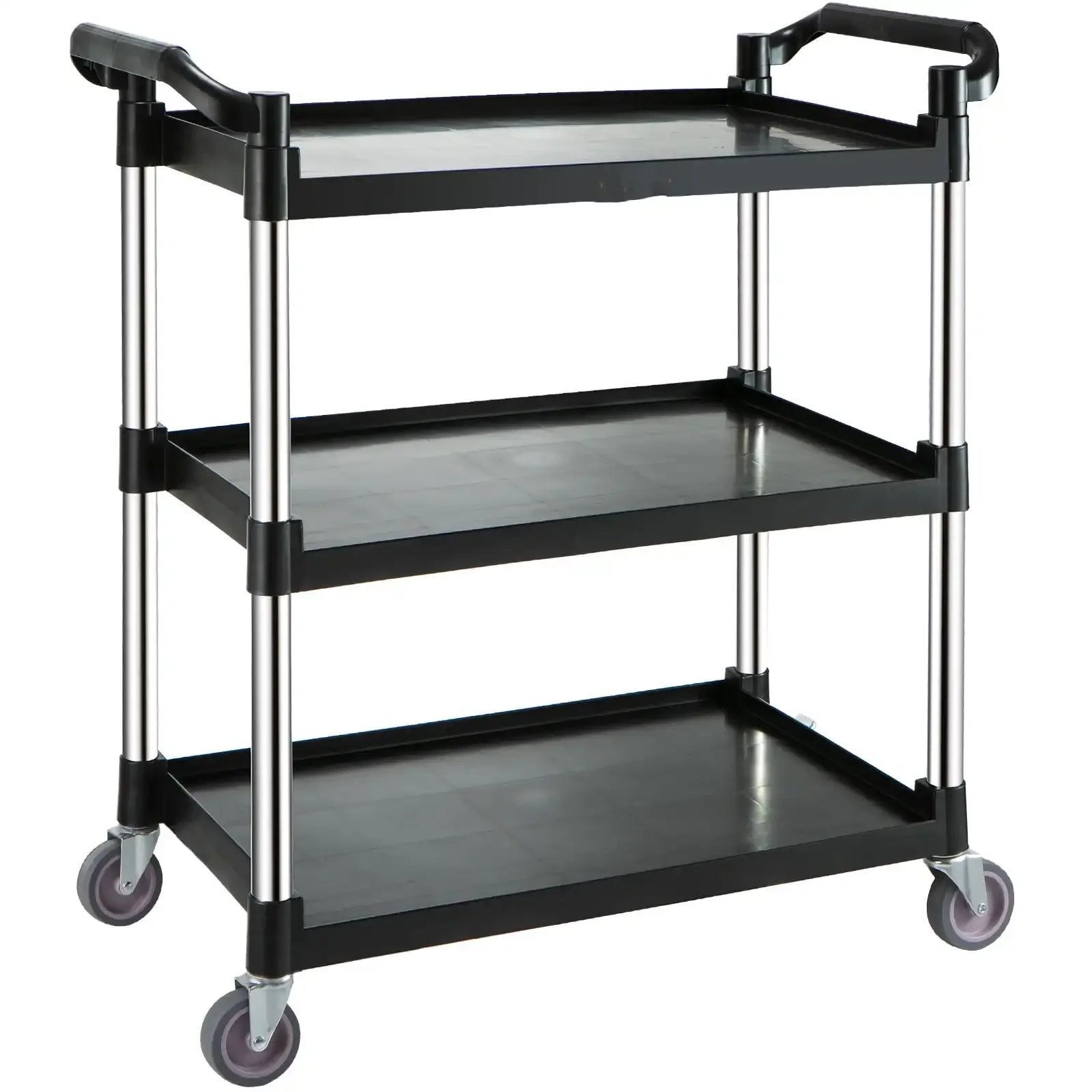 

Utility Service Cart with Wheels 3-Tier Food Service Cart 154lbs Capacity