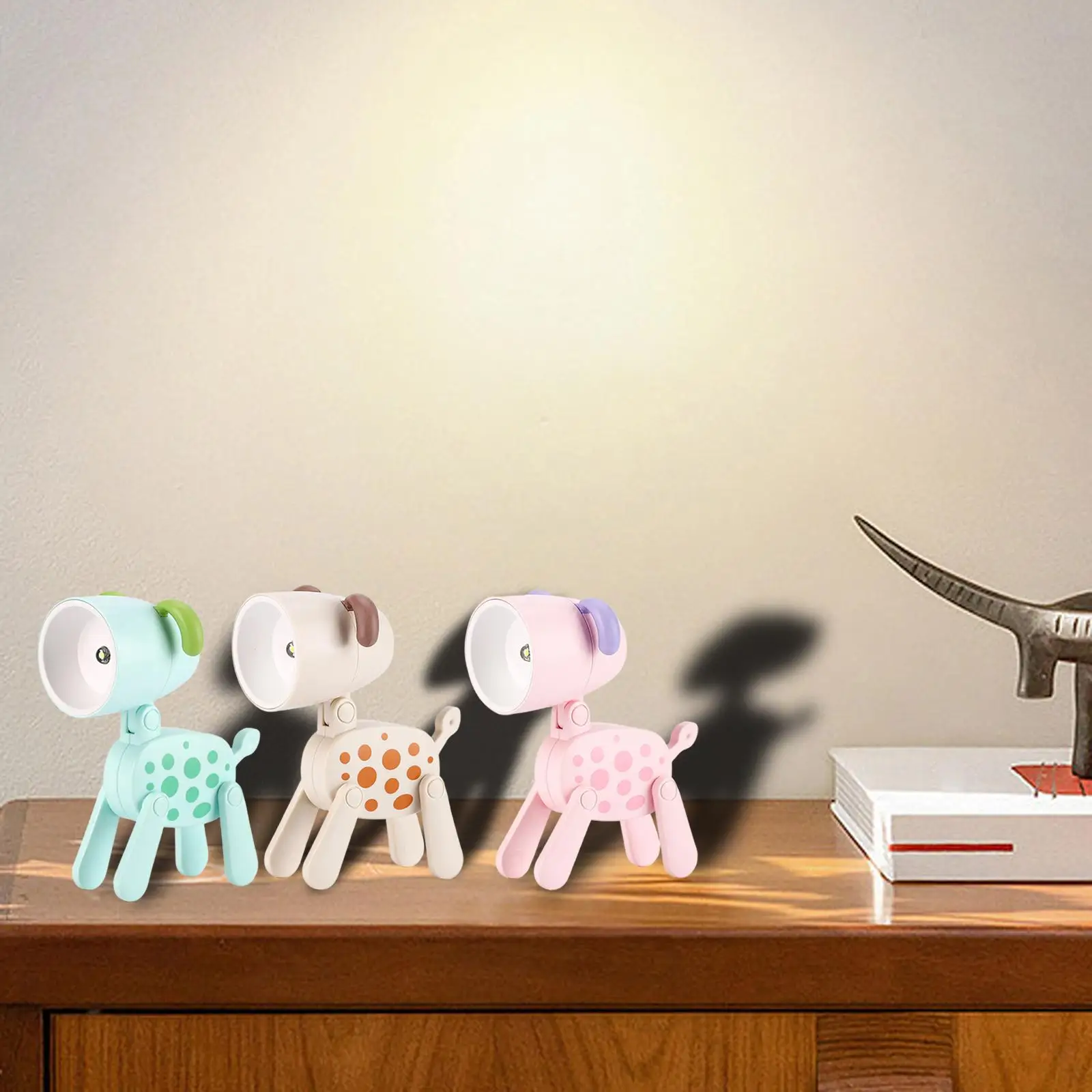 Mini lámpara de escritorio LED ajustable con forma de perro, luz nocturna creativa para sala de estar