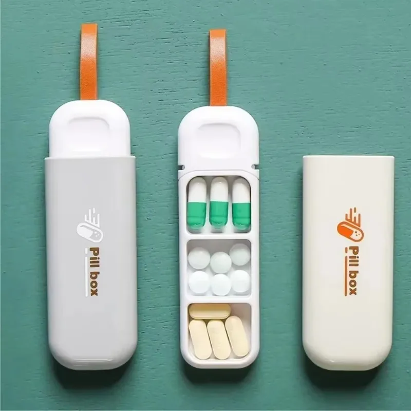 Portable Colorful 3 Spaces Medicine Case Health Care Container Case Pill Box Splitters Travel Pill Box Tiny Box Easy to Carry view 5