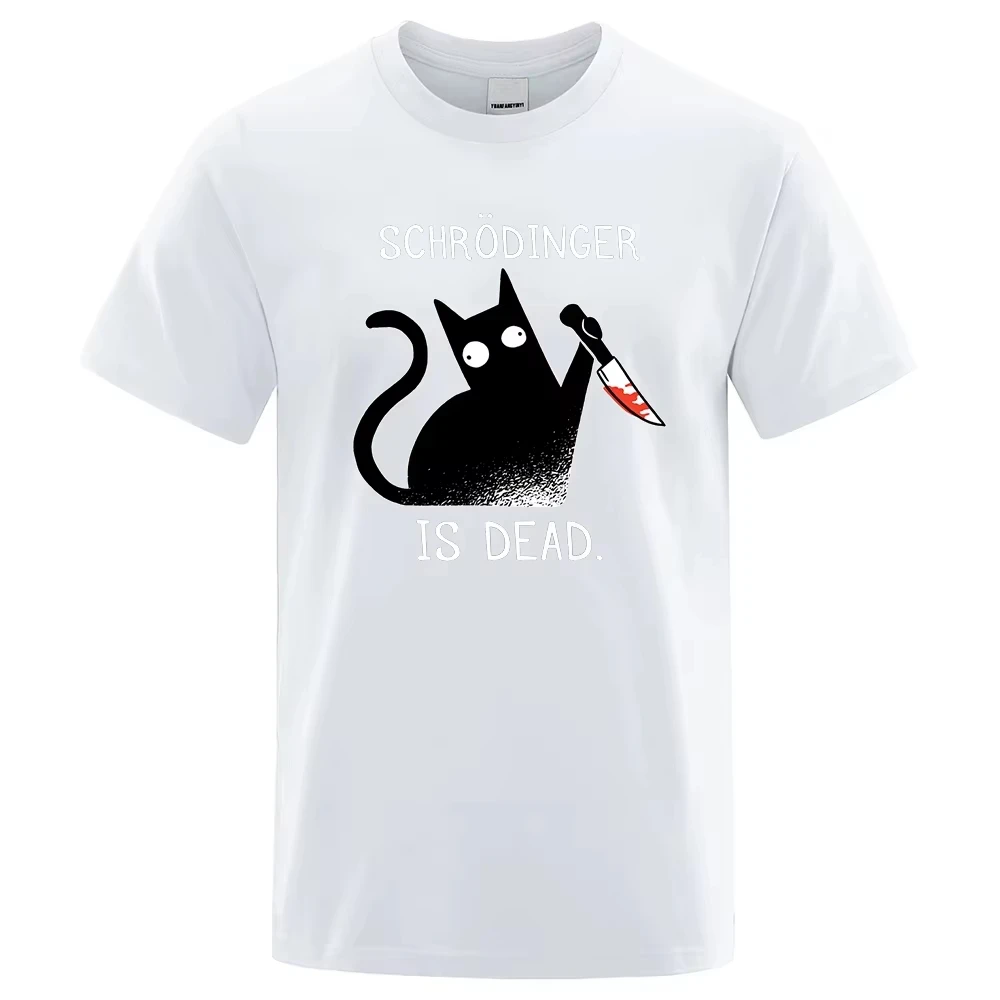 Schrodinger Dead Black Cat Men  women T-shirt Street Casual Simple Comfortable Versatile Daily  Cotton Short-sleeve