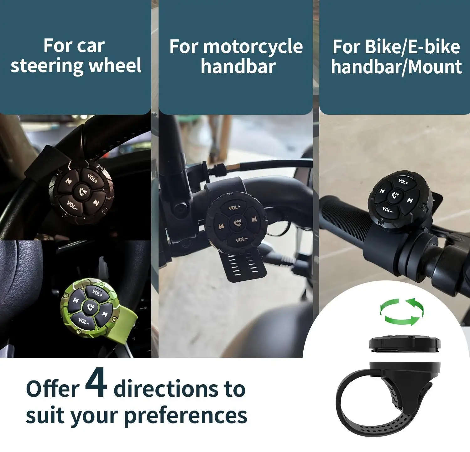 5 Key Wireless Remote Controller Button Helmet Earphone Motorcycle Bike Handlebar Car Steering Wheel Control Media