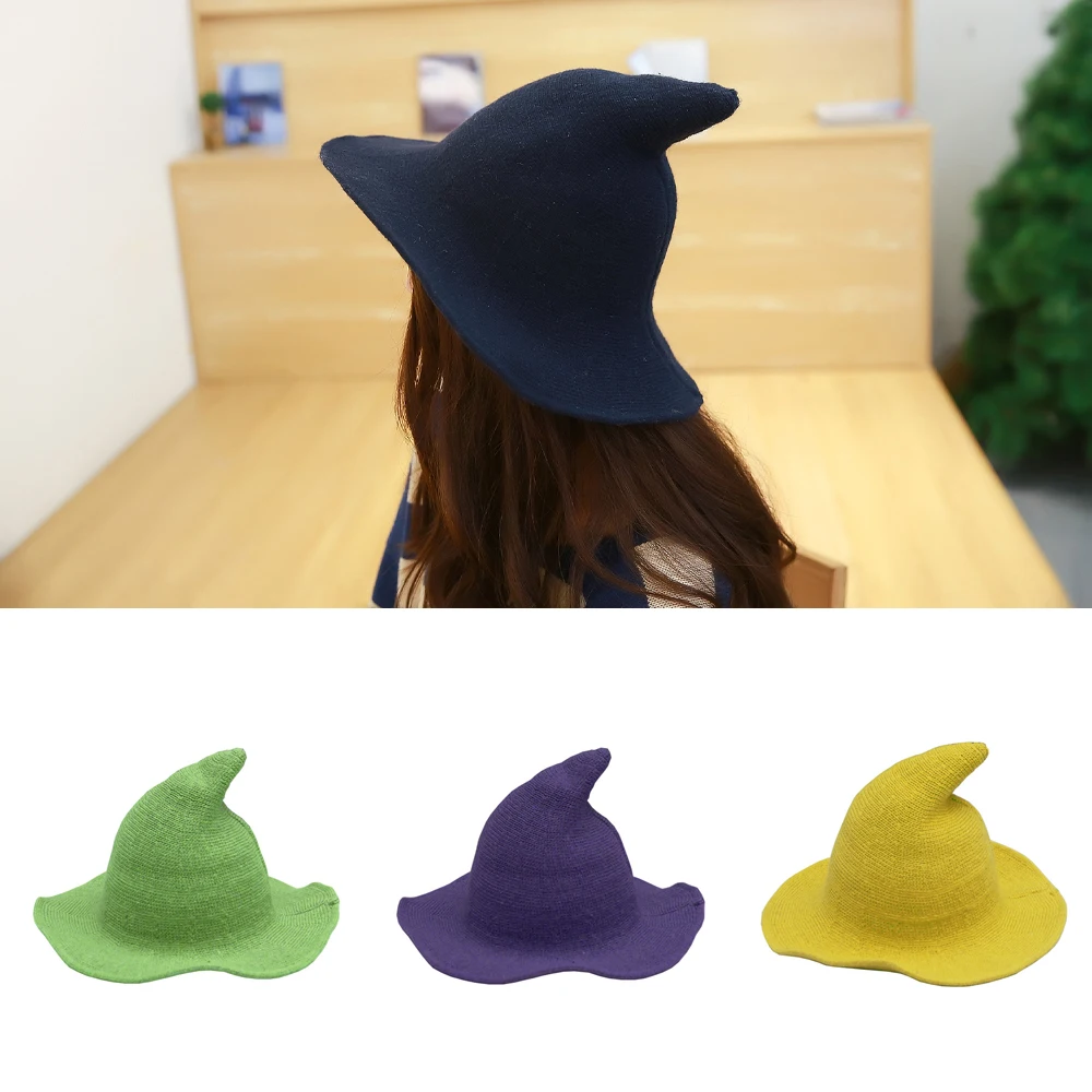 New Modern Knit Wool Wizard Hat Cap per Halloween Party Costume Halloween Witch Hat Festival Party Hat Halloween Party Hat 2023