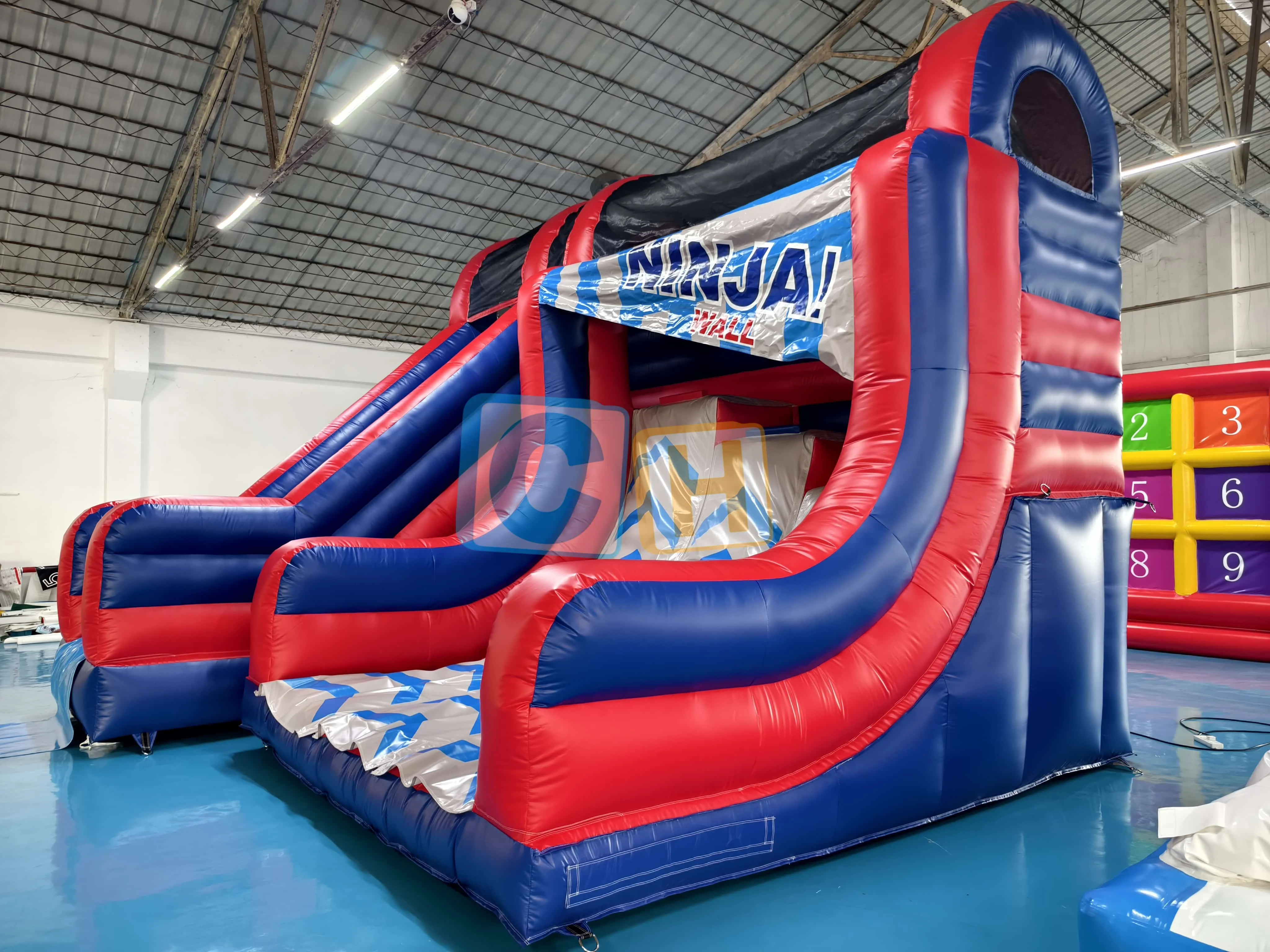 New Arrival Inflatable Space Jump Dry Slide For Outdoor Use Adult Inflatable Blue Slide With Climbing