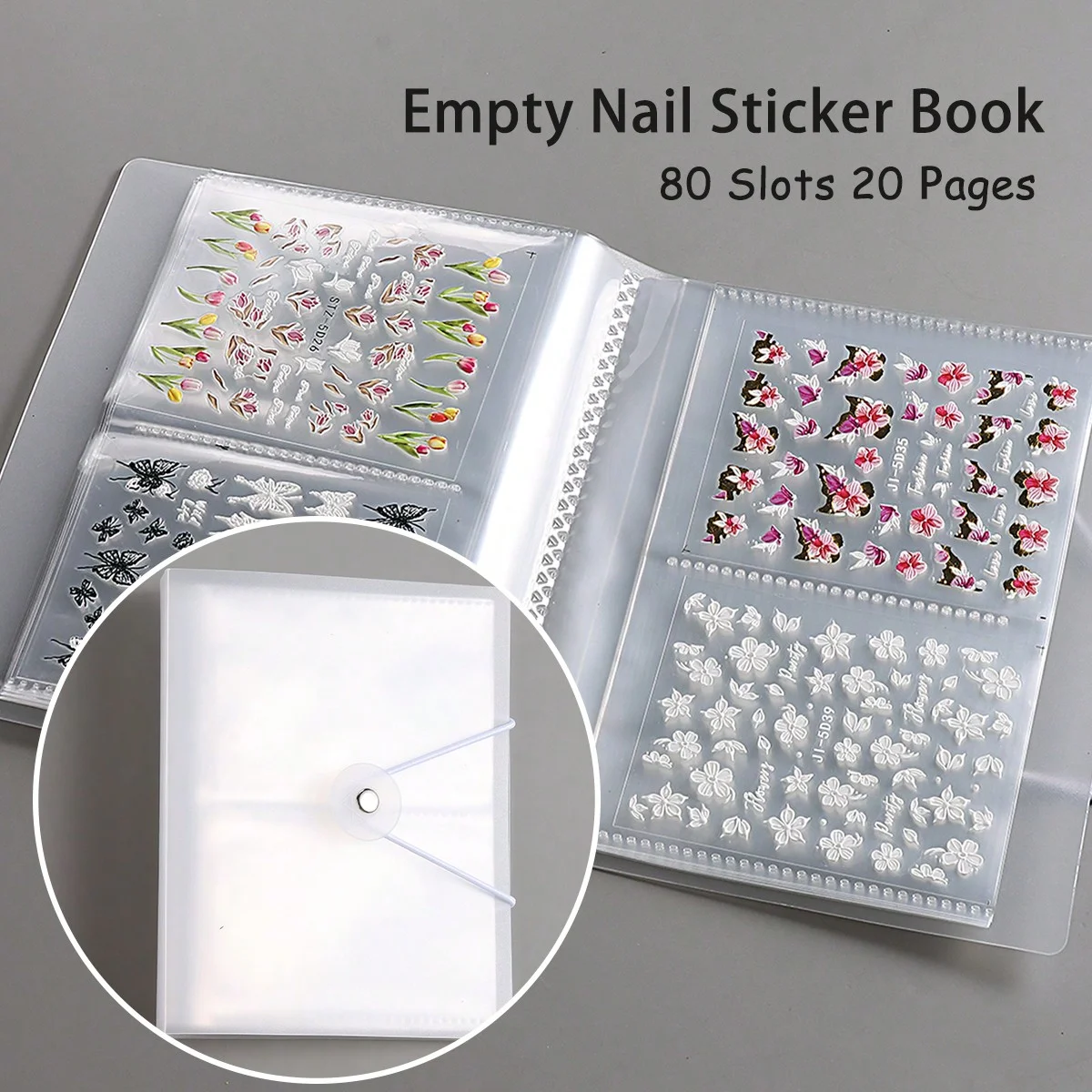 Transparent Nail Art Sticker Book, Empty Sticker Storage Book, Collection Book, Nail Sticker Display Book (Without Stickers)