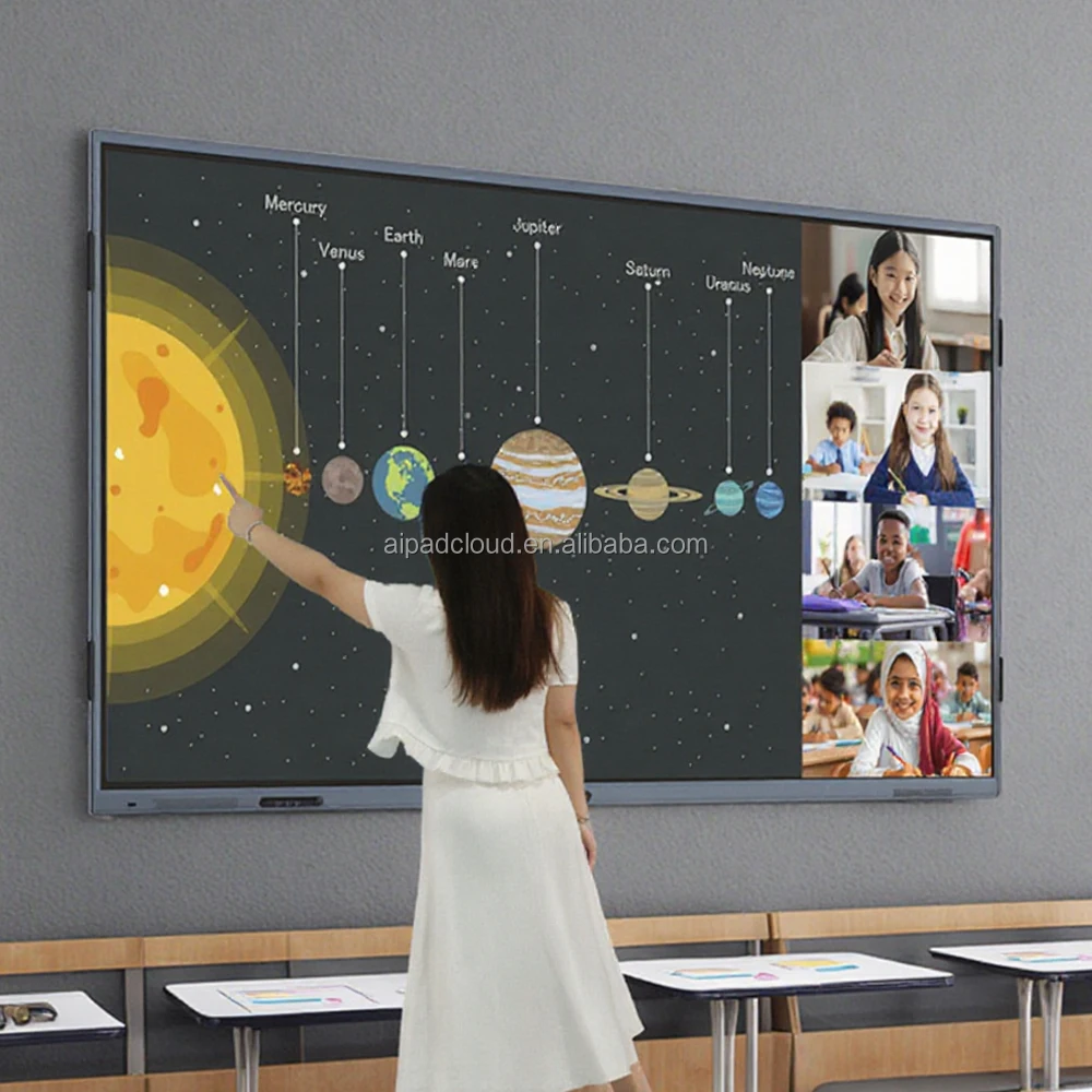 لوحة ذكية تفاعلية ممتازة 4K لعام 2025 - شاشة لمس 55/65/75/86 بوصة بدون شاشة وهج مع كاميرا AI بقدرة 20 نقطة وجهاز عرض