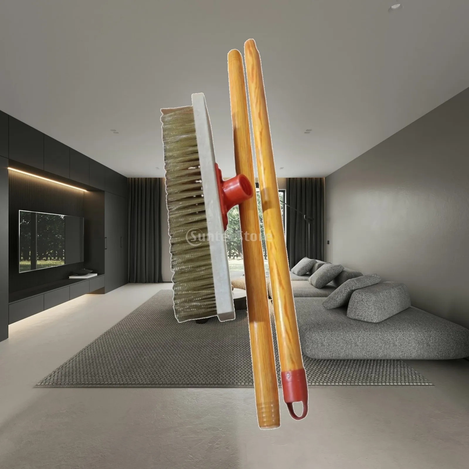 Long Handle Deck Scrub Brush High Density Bristles Wire Cleaning Brush for Outdoor Cement Floor