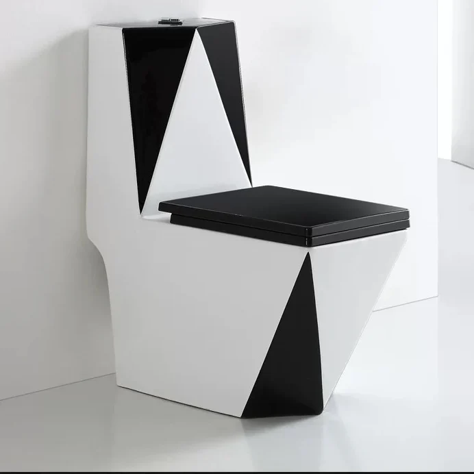 

Black Color Sanitary Ware WC Diamond Shape Water Closet Bathroom Ceramic Floor Mounted Toilet Commode for Home and Hotel