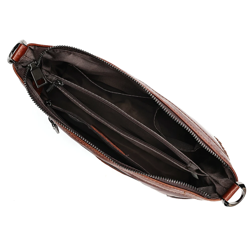 Genuine Leather Women Crossbody Bag Soft Litchi Grain Shoulder Bag Adjustable Strap Flap Messenger Bag Daily Casual Ladies Handb