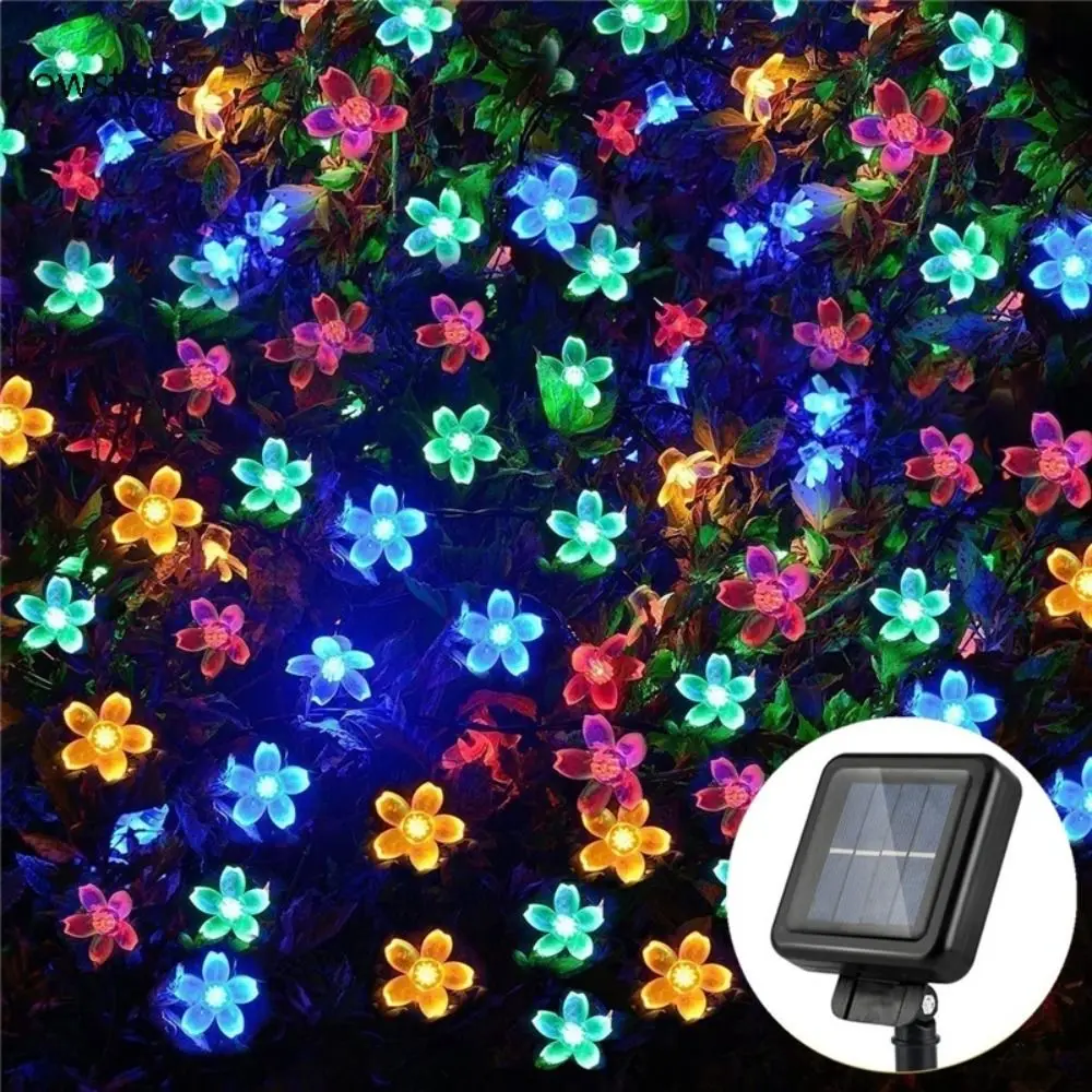 

12 Meters Solar String Lights Waterproof Auto On/Off Peach Flower Lights Sakura Garlands 100 LED Solar Fairy String Light