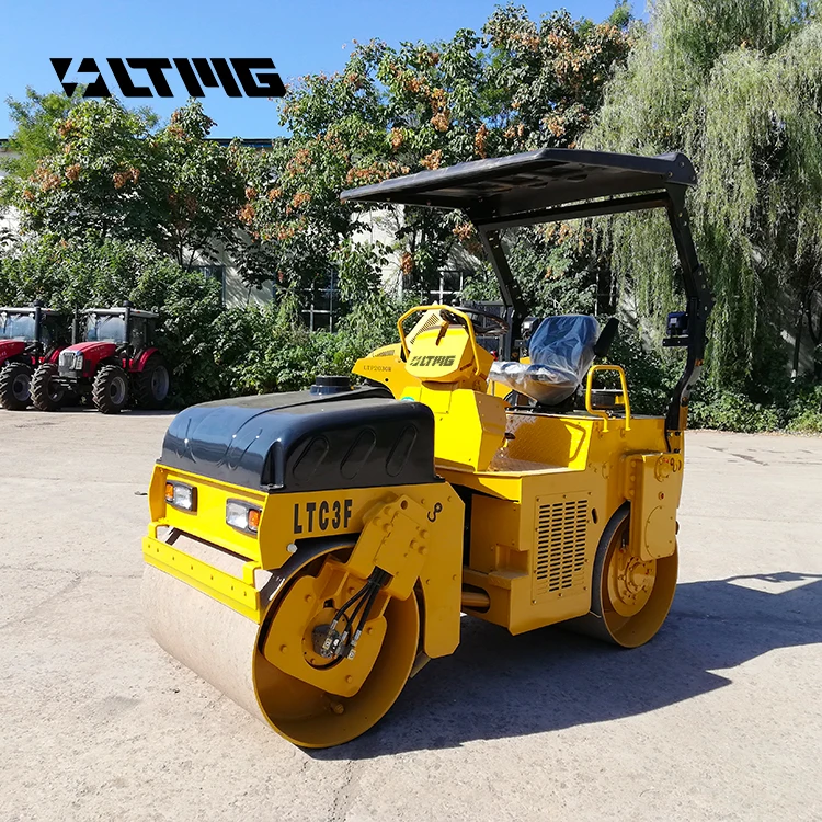 Mesin Penggilas Jalan 2000kg 3000kg 2ton 3ton Mekanis Artikulasi dengan Drum Ganda