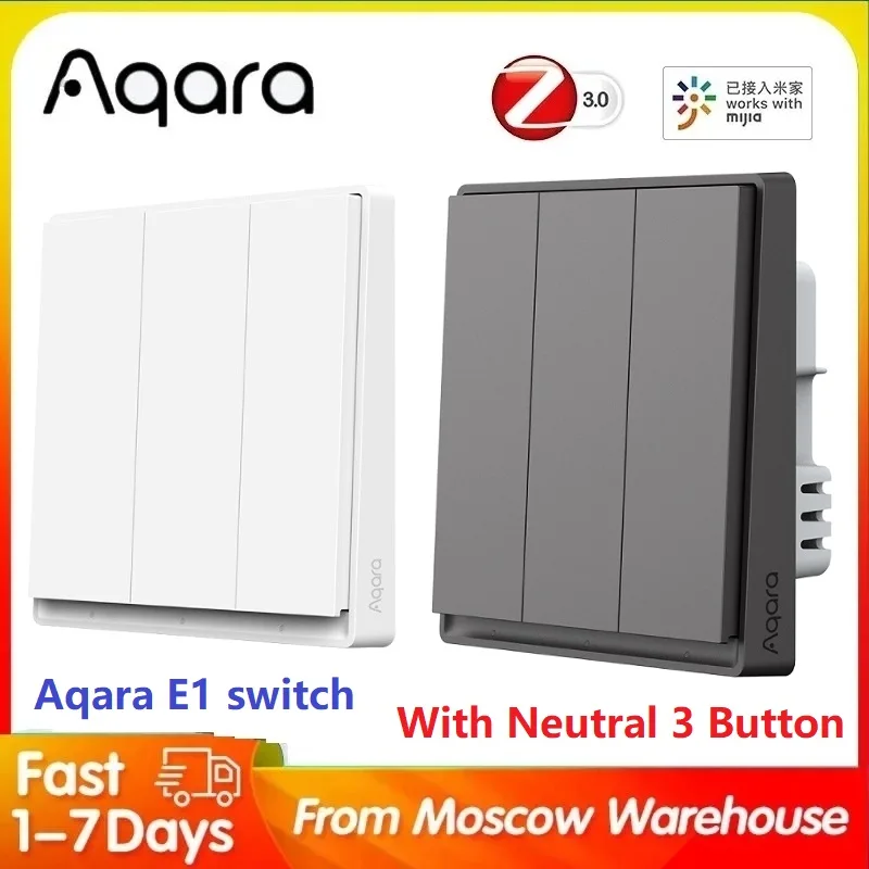 Aqara E1 Switch Gray Zigbee 3.0 Smart Wall Switch With Neutral NO Neutral Work With Mi Home Aqara Home APP