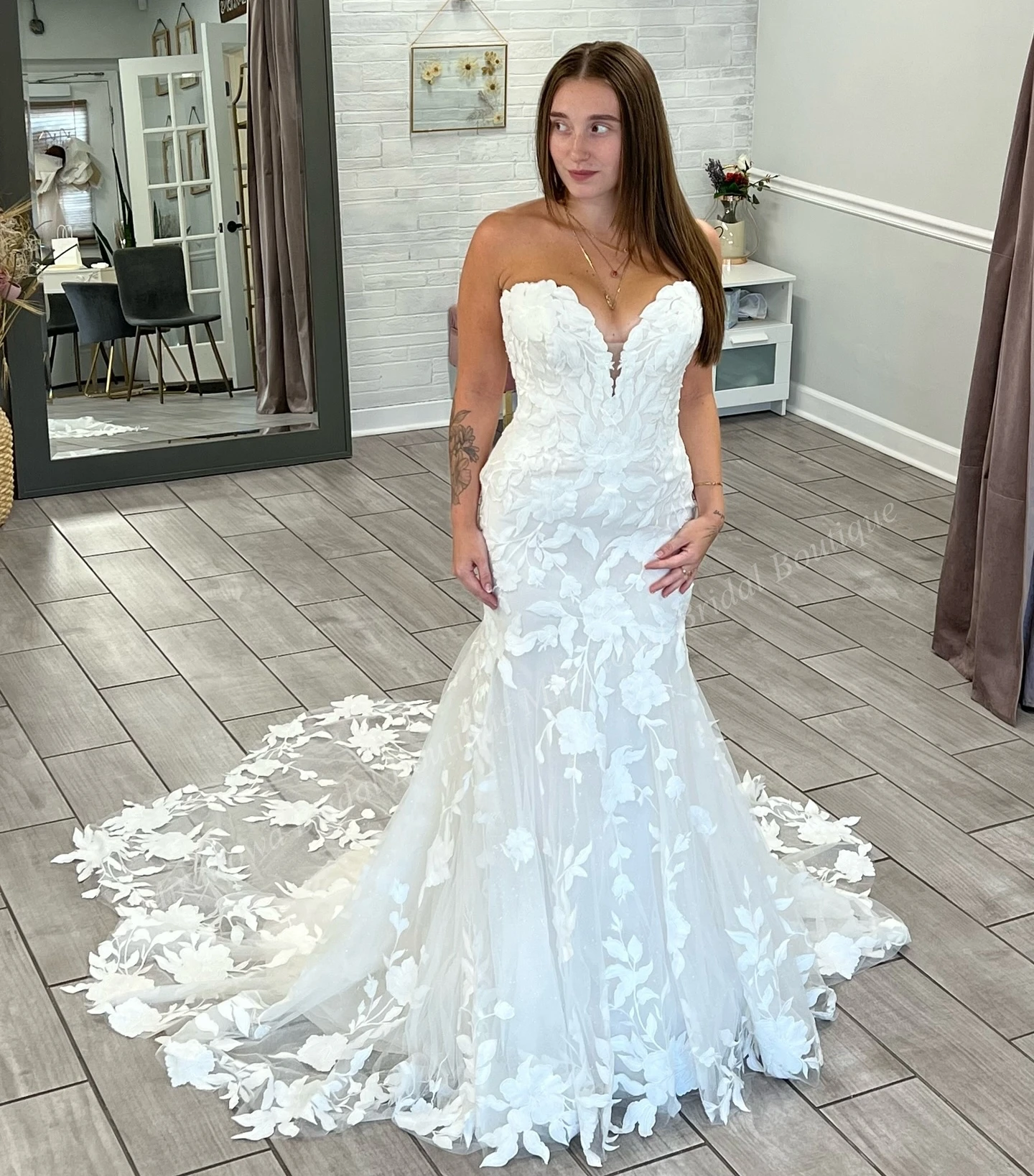 Robe de Mariée en Dentelle Florale, Corsage Désossant, Poignées Transparentes, Manches Amovibles, Patients de Jardin, Cérémonie, Réception, ixde Fiançailles