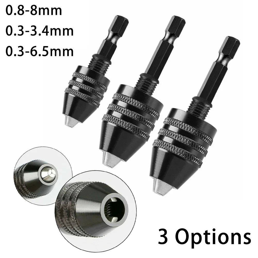 0.3-8mm Drill Chuck Mini Keyless Hex Shank Three-Jaw Chuck Electric Grinder Drill Chuck 1/4 Inch Drivers & Quick Change Adapter