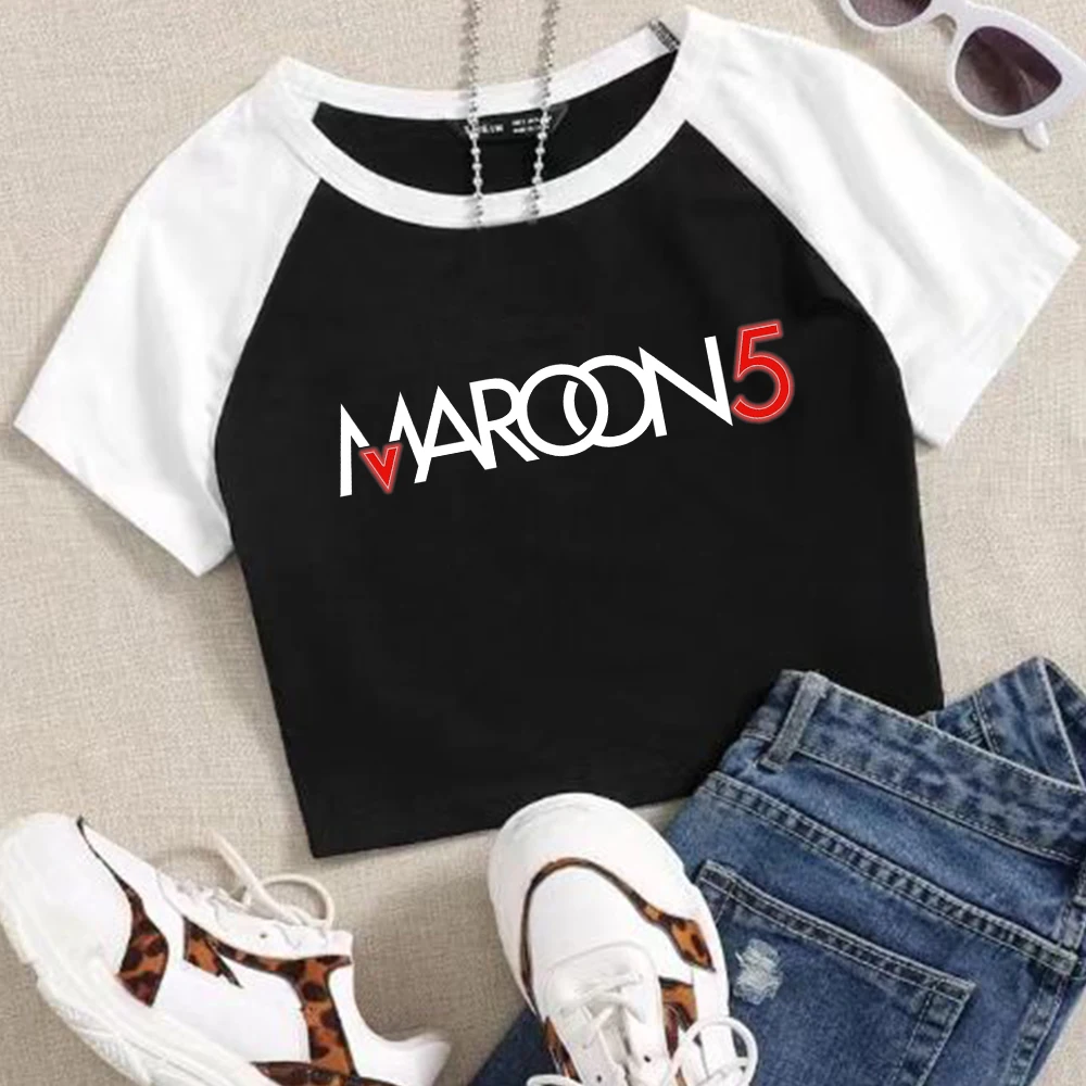 

Кроп-рубашка Maroon 5 Tour 2024 с круглым вырезом