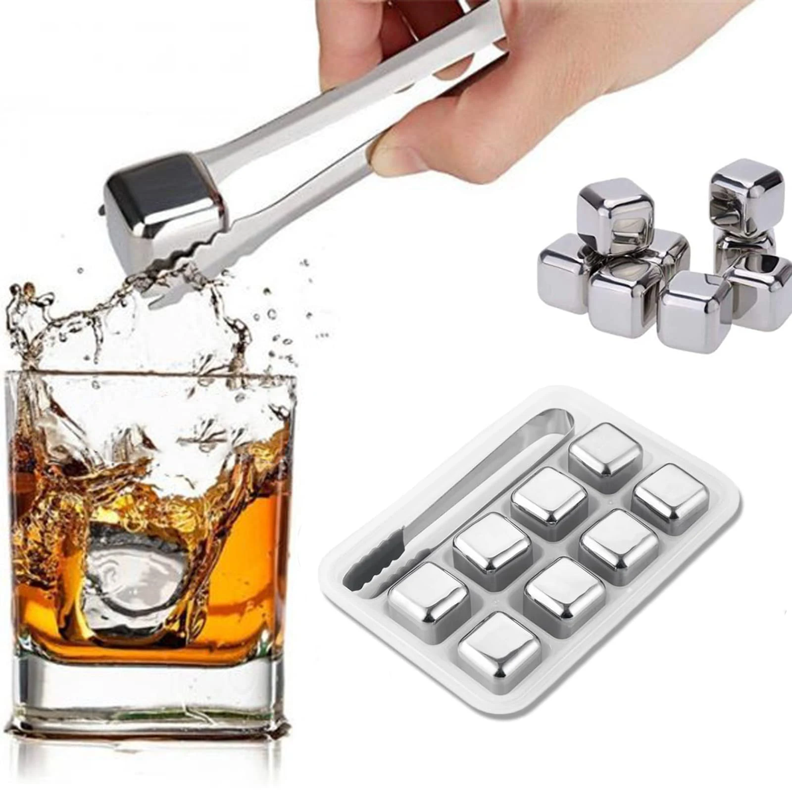 Whiskey-Steine, Edelstahl, hohe Kühltechnologie, Eiswürfel, wiederverwendbar, für Wein, Getränke, Gefrierschrank, Kühler, Stein, für Geburtstagsgeschenke, Männer