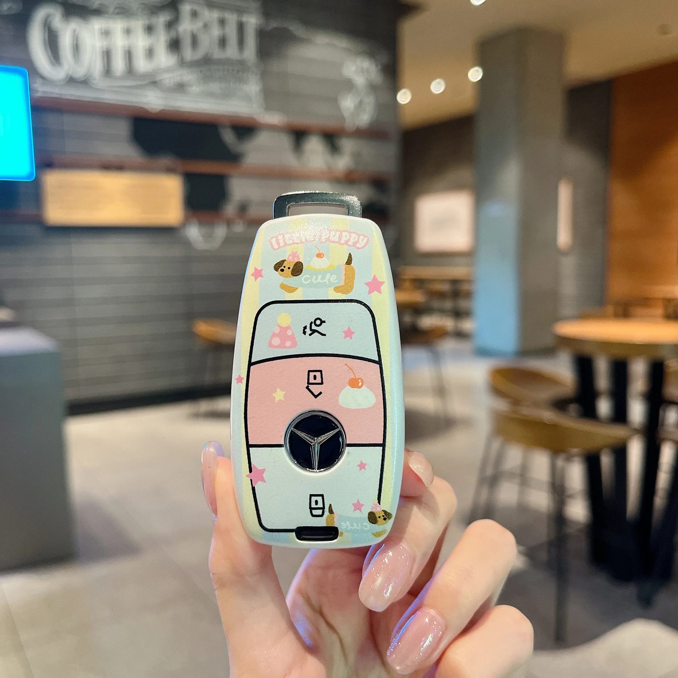 حافظة مفاتيح السيارة المطبوعة لسيارة Mercedes Benz E S G Class GLC CLE CLA GLB GLS W177 W205 W213 W222 X167 AMG E200 E260 Shell Fob