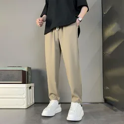 Simplicity Temperament Handsome Smart Casual Versatile Silky Smooth Hanging Down Men's Straight Leg Cropped Pants Autumn 2024